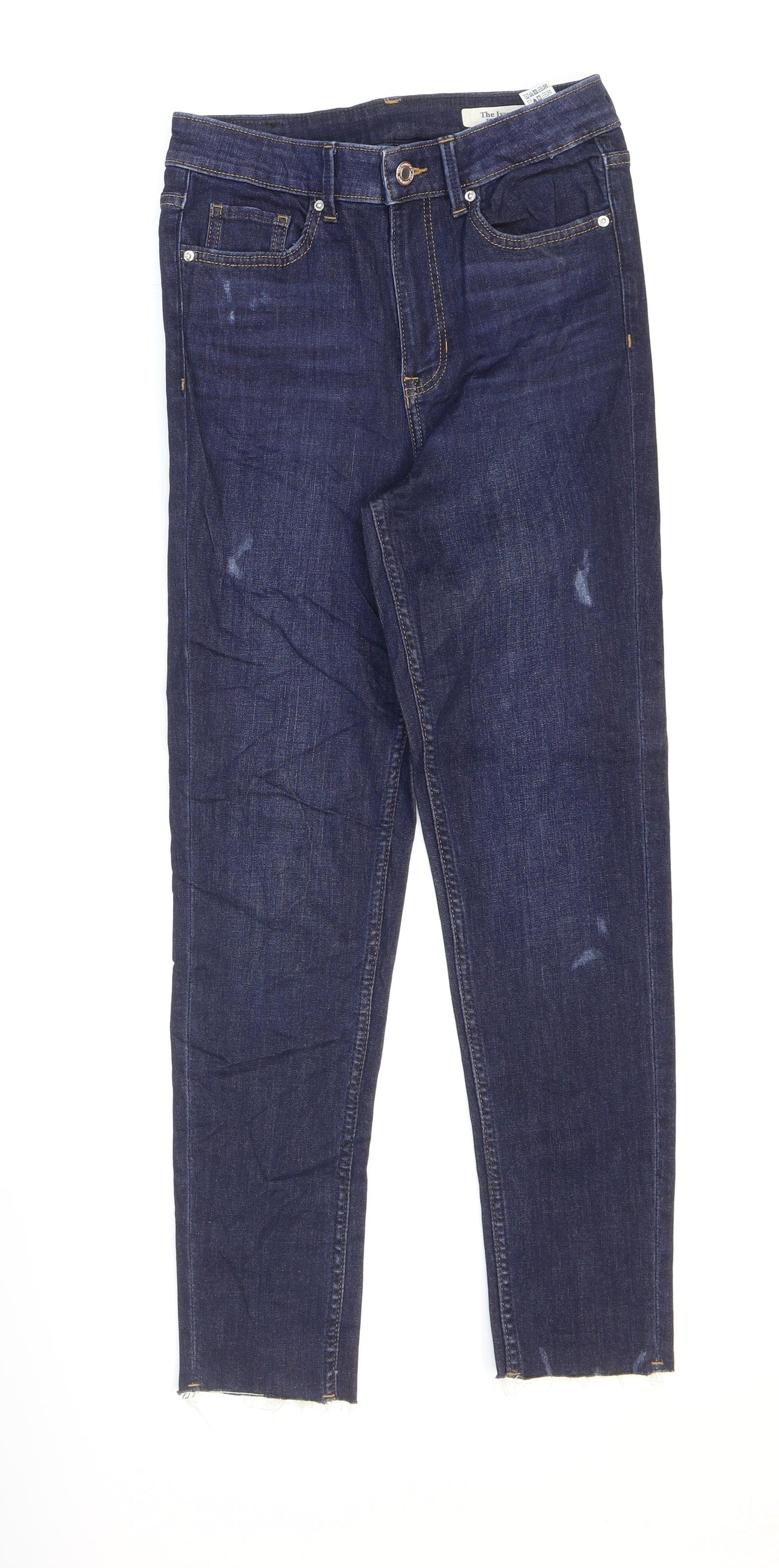 Marks and Spencer Womens Blue Cotton Skinny Jeans Size 8 L25 in Regular Zip