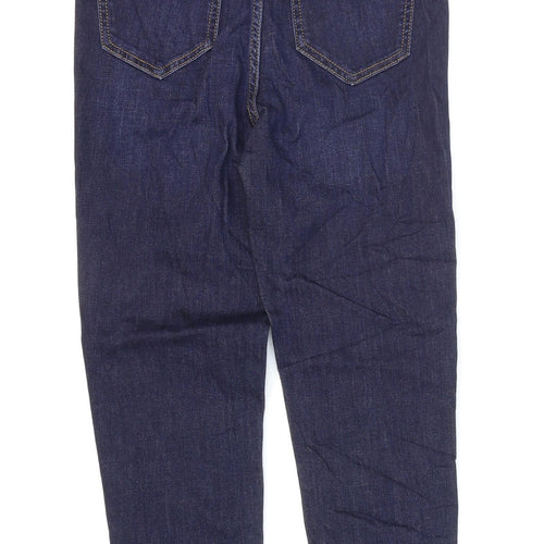 Marks and Spencer Womens Blue Cotton Skinny Jeans Size 8 L25 in Regular Zip