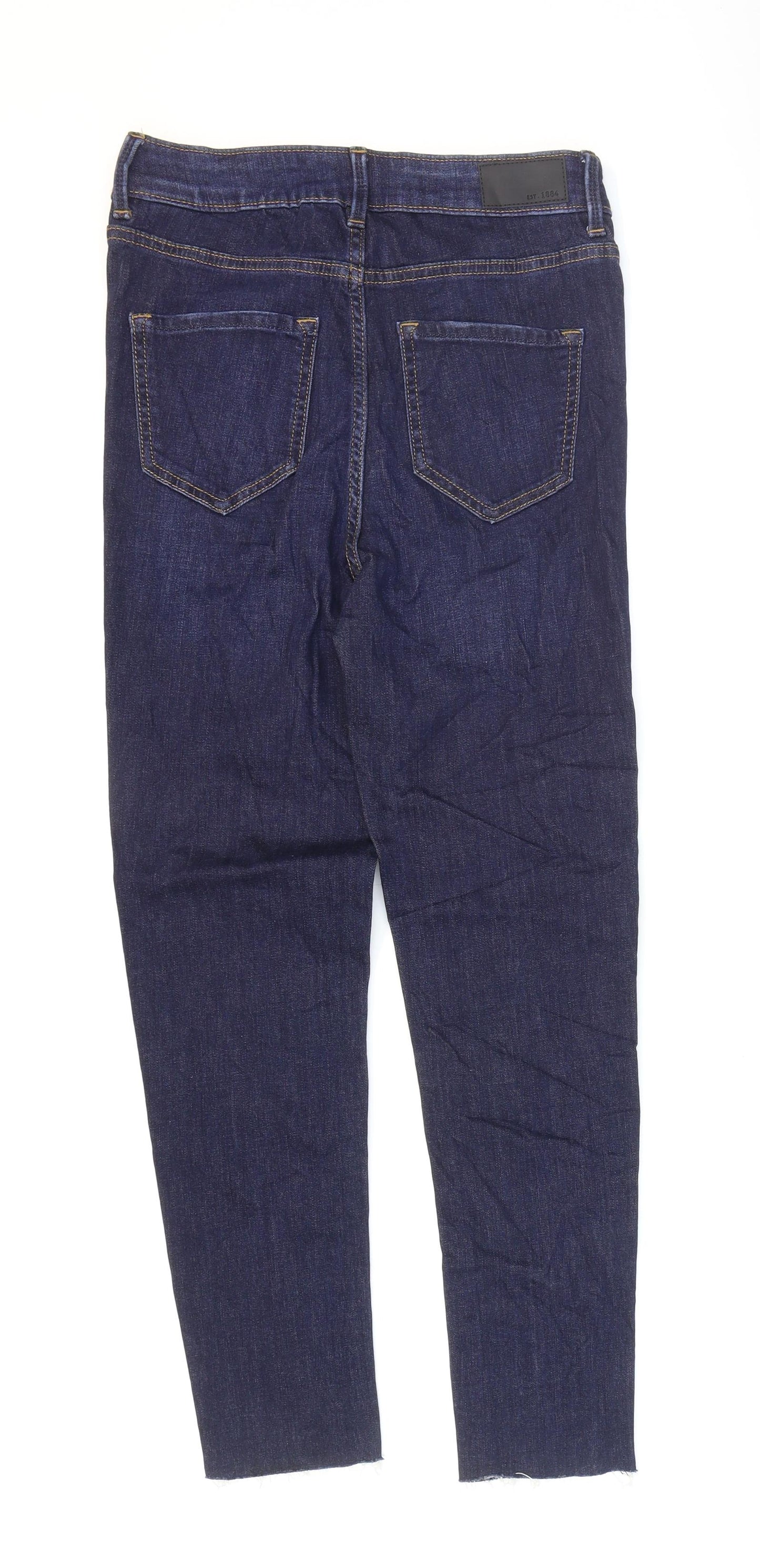 Marks and Spencer Womens Blue Cotton Skinny Jeans Size 8 L25 in Regular Zip