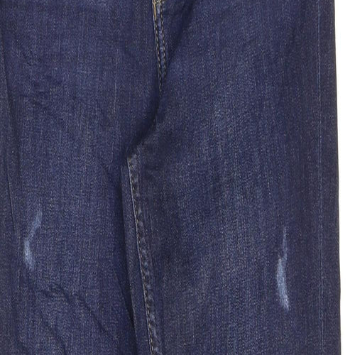 Marks and Spencer Womens Blue Cotton Skinny Jeans Size 8 L25 in Regular Zip