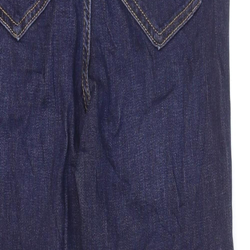 Marks and Spencer Womens Blue Cotton Skinny Jeans Size 8 L25 in Regular Zip