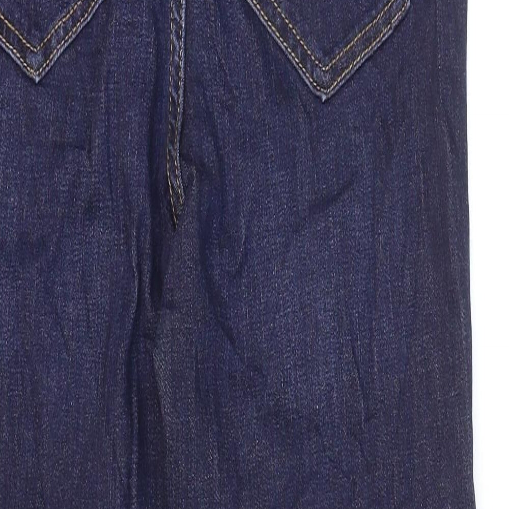 Marks and Spencer Womens Blue Cotton Skinny Jeans Size 8 L25 in Regular Zip