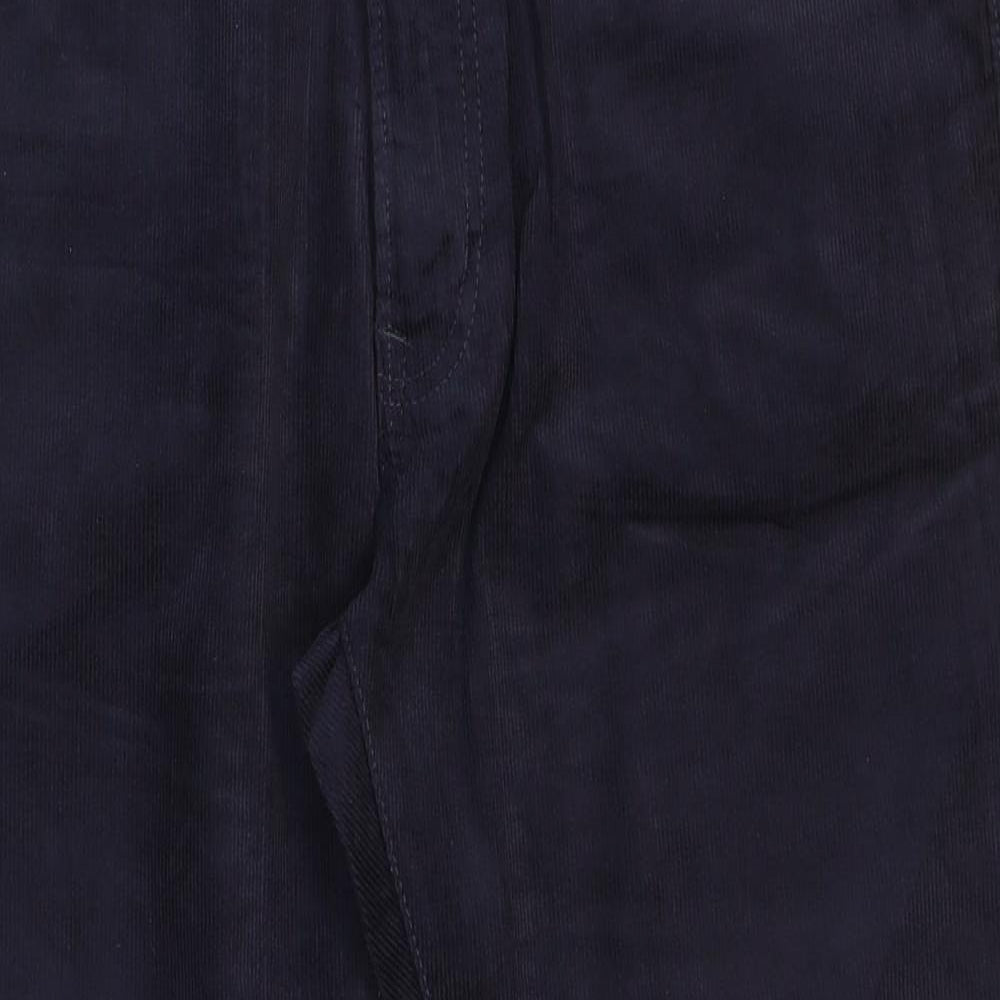 Marks and Spencer Mens Blue Cotton Trousers Size 40 in L29 in Regular Zip