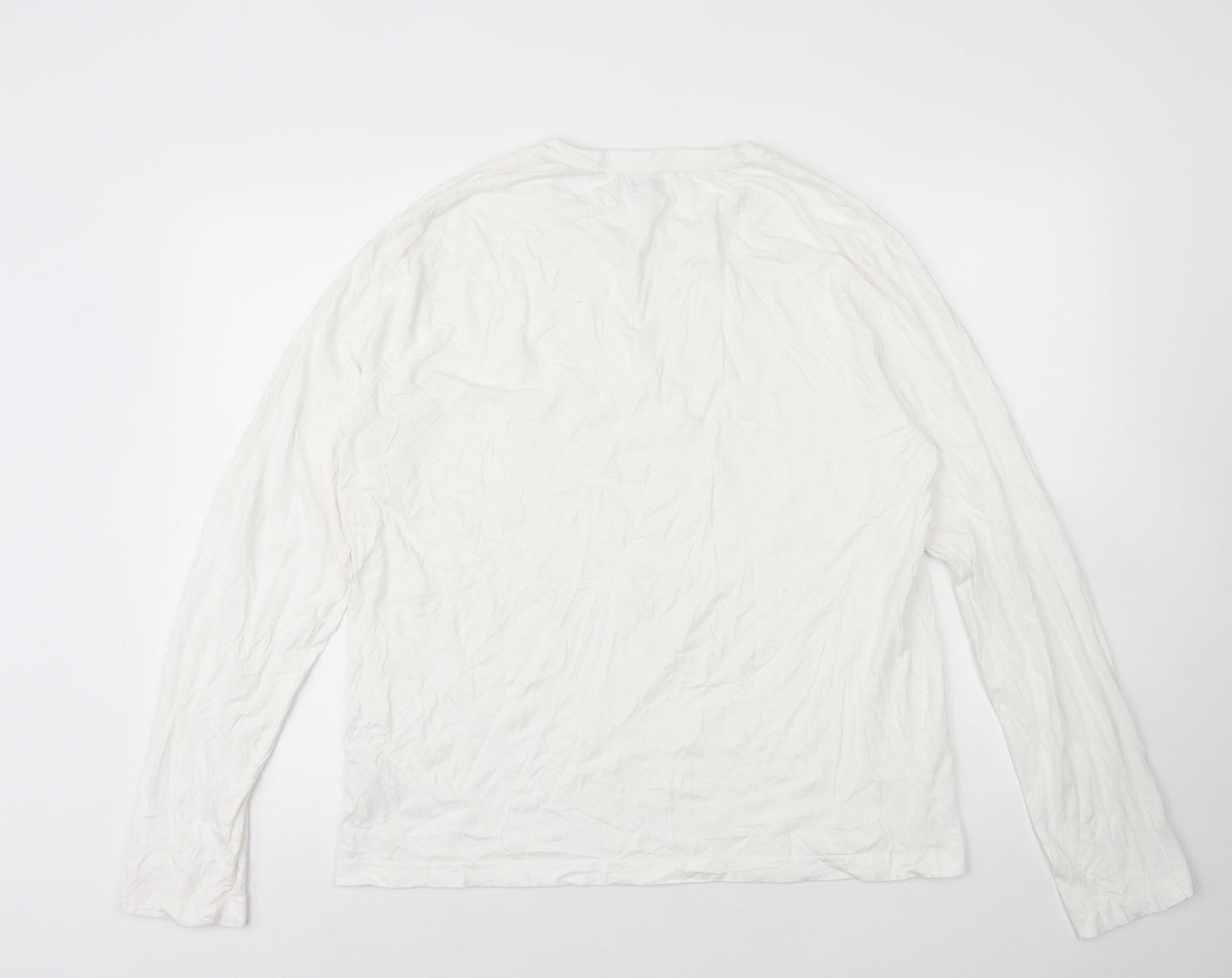 Jeff Banks Mens White Cotton T-Shirt Size L Round Neck