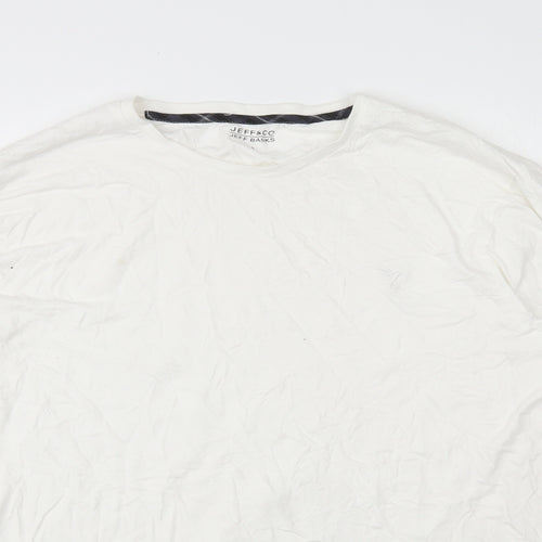 Jeff Banks Mens White Cotton T-Shirt Size L Round Neck