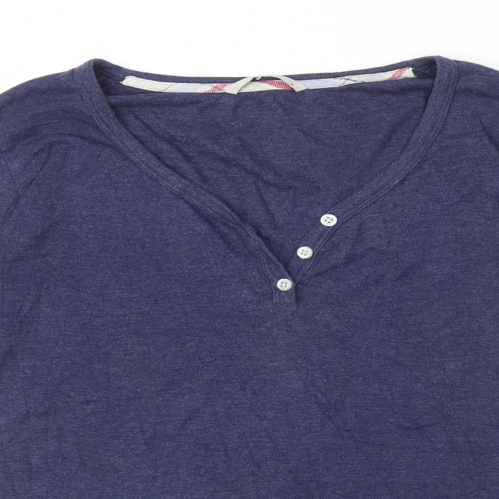 TU Womens Blue Cotton Basic T-Shirt Size 14 V-Neck
