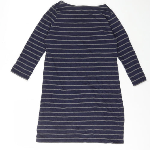 Dorothy Perkins Womens Blue Striped Cotton Bodycon Size 10 Round Neck Pullover