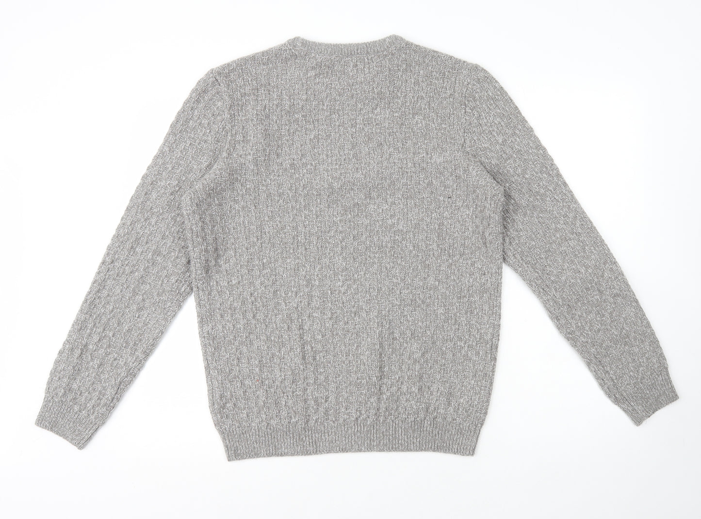 Red Herring Mens Grey Crew Neck Acrylic Pullover Jumper Size S