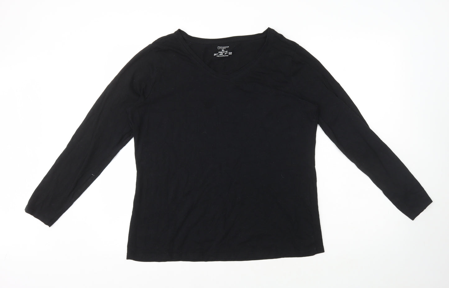 Primark Womens Black Cotton Basic T-Shirt Size XL V-Neck