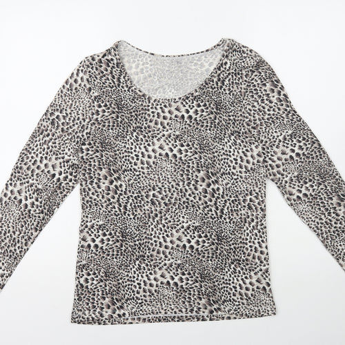 Marks and Spencer Womens Multicoloured Animal Print Acrylic Basic T-Shirt Size 18 Round Neck