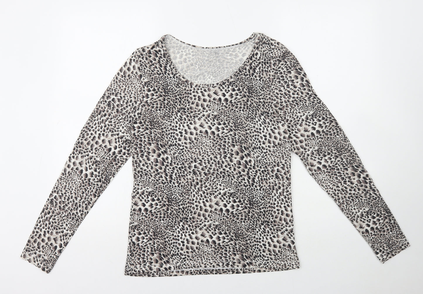 Marks and Spencer Womens Multicoloured Animal Print Acrylic Basic T-Shirt Size 18 Round Neck