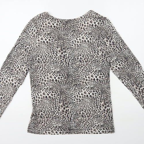 Marks and Spencer Womens Multicoloured Animal Print Acrylic Basic T-Shirt Size 18 Round Neck