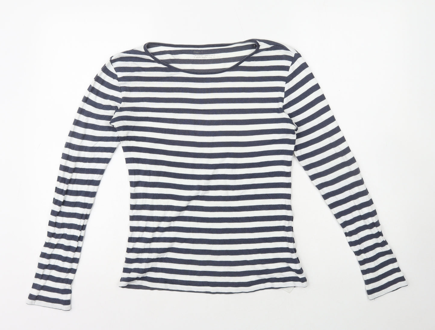 Gap Womens Blue Striped 100% Cotton Basic T-Shirt Size M Round Neck