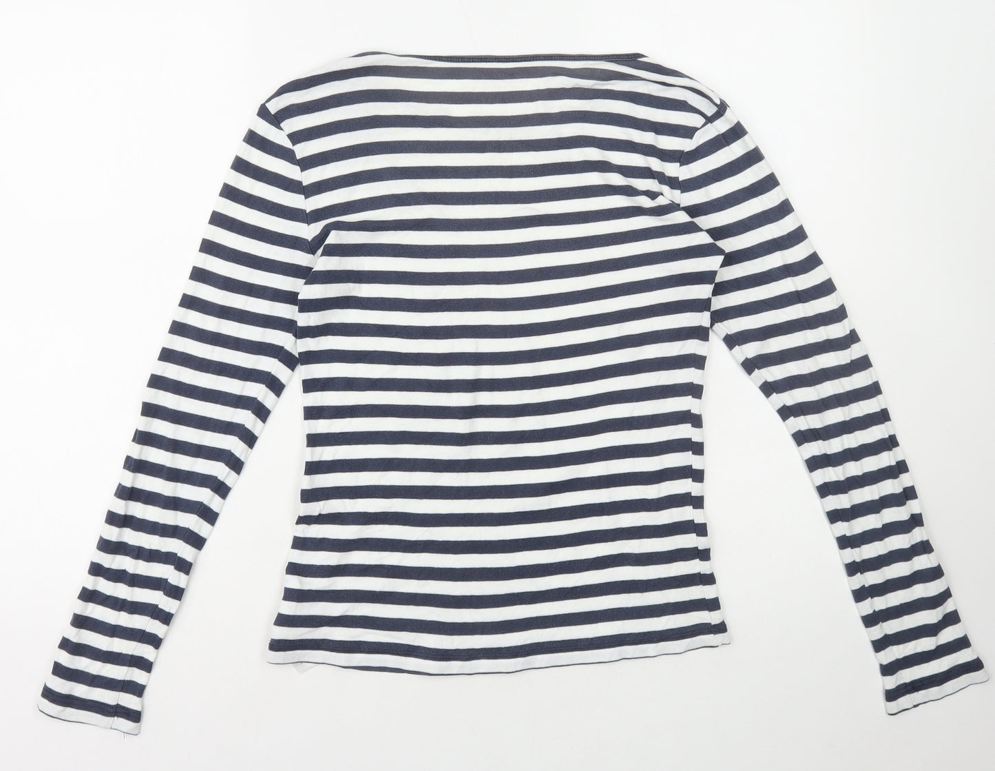 Gap Womens Blue Striped 100% Cotton Basic T-Shirt Size M Round Neck