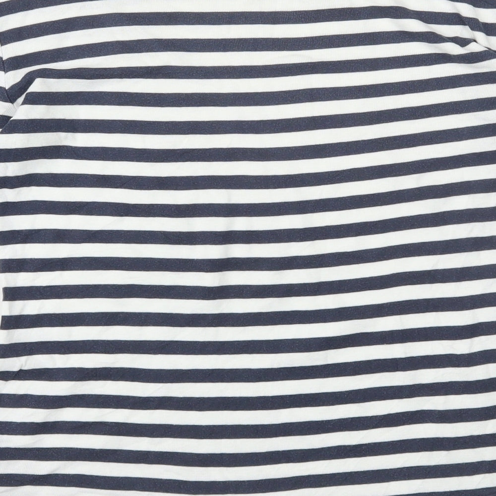 Gap Womens Blue Striped 100% Cotton Basic T-Shirt Size M Round Neck