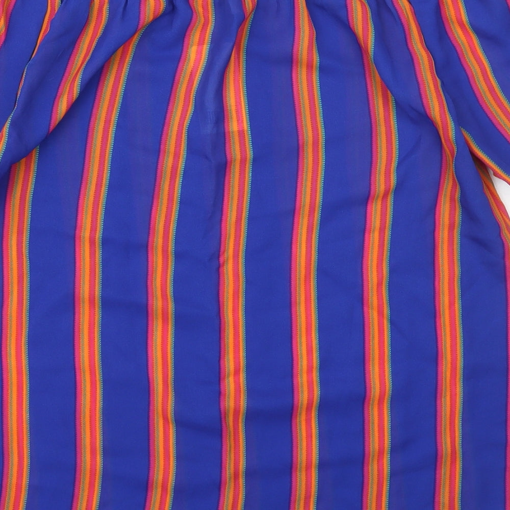 PEP&CO Womens Multicoloured Striped Polyester Basic Blouse Size 14 Off the Shoulder