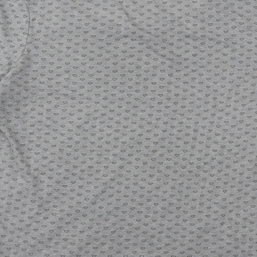 Primark Womens Grey Geometric Polyester Basic T-Shirt Size 12 Round Neck - Heart Print