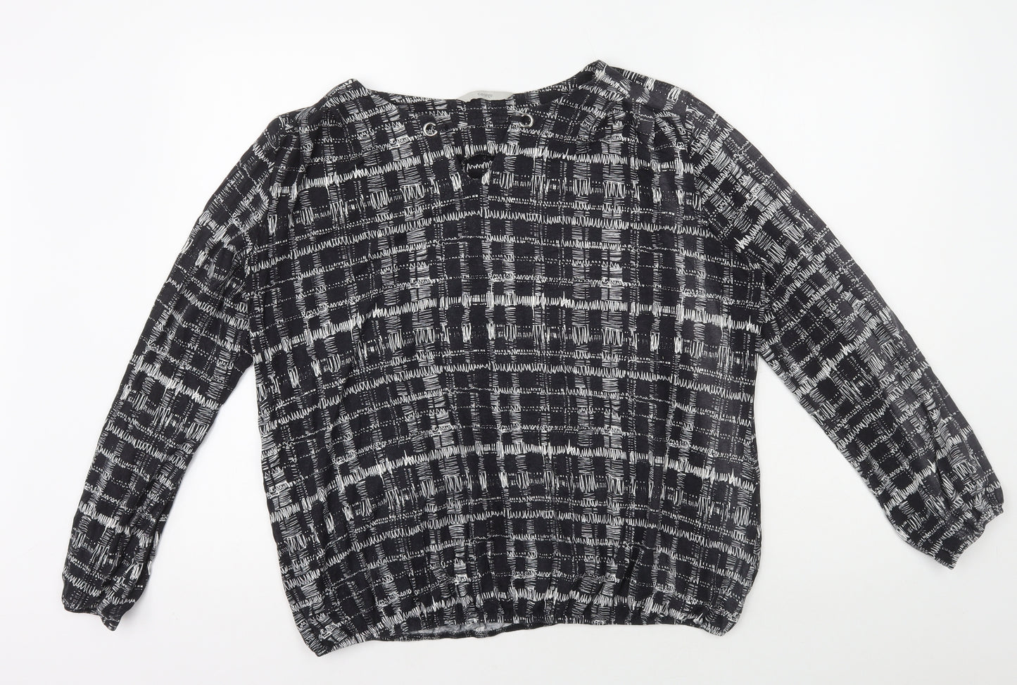 George Womens Black Geometric Viscose Jersey Blouse Size 18 V-Neck