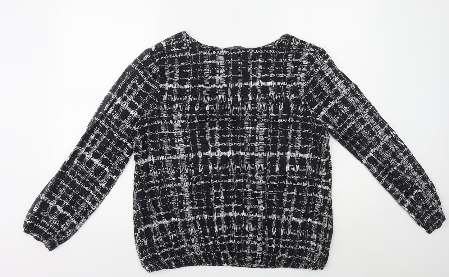 George Womens Black Geometric Viscose Jersey Blouse Size 18 V-Neck