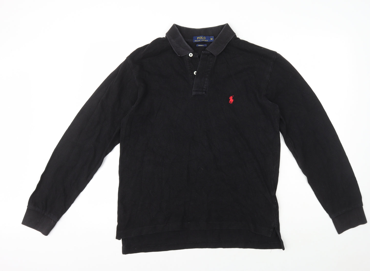 Polo Ralph Lauren Mens Black 100% Cotton Polo Size M Collared Pullover