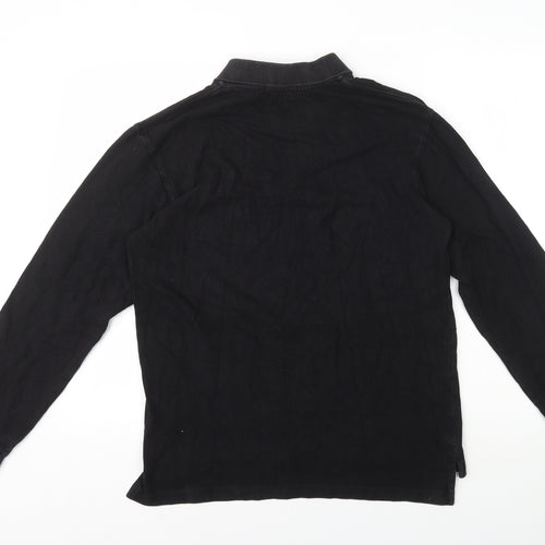 Polo Ralph Lauren Mens Black 100% Cotton Polo Size M Collared Pullover
