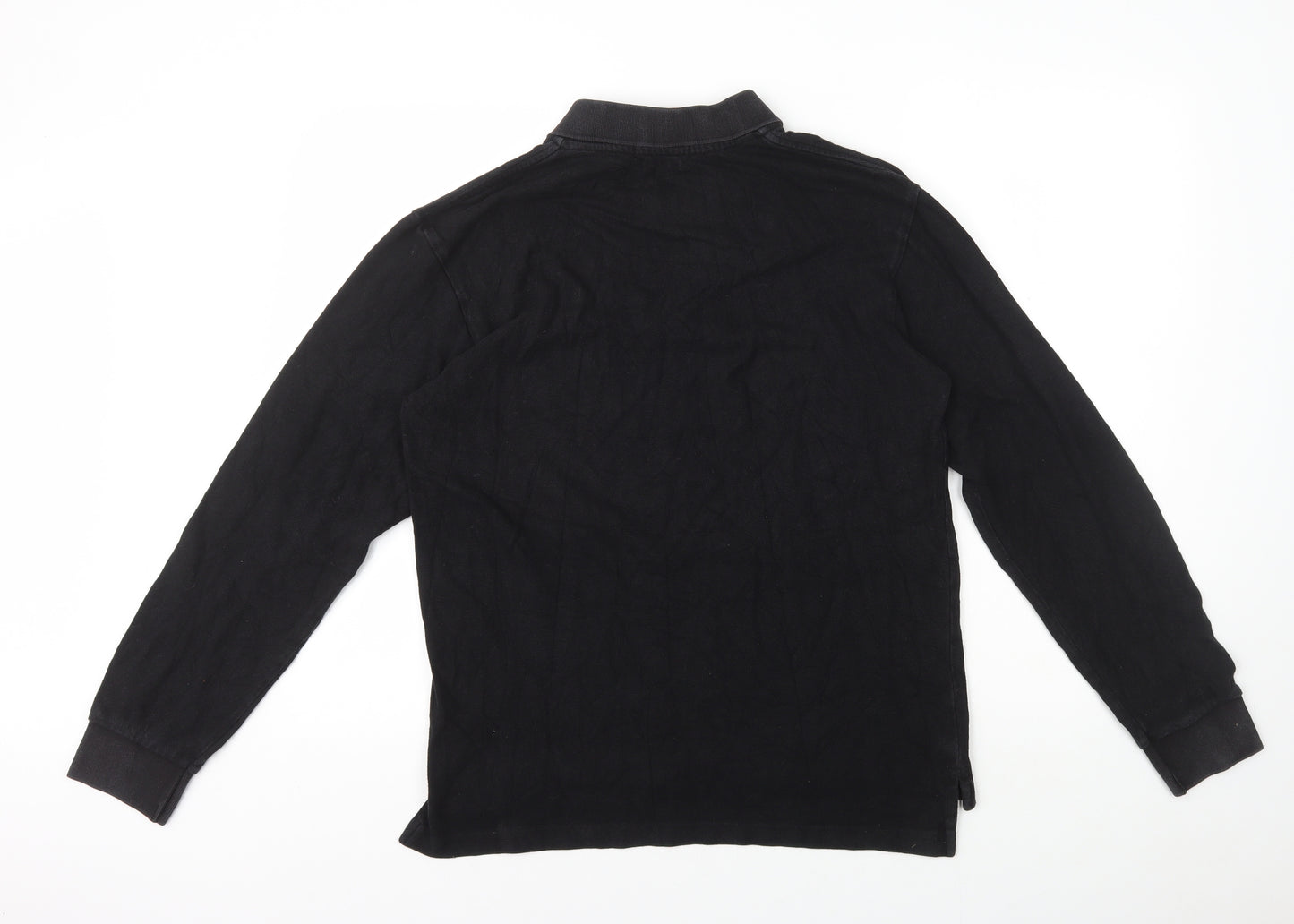 Polo Ralph Lauren Mens Black 100% Cotton Polo Size M Collared Pullover