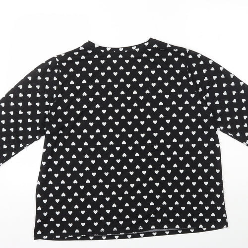 Very Womens Black Polka Dot Polyester Basic T-Shirt Size 16 Round Neck - Heart Pattern
