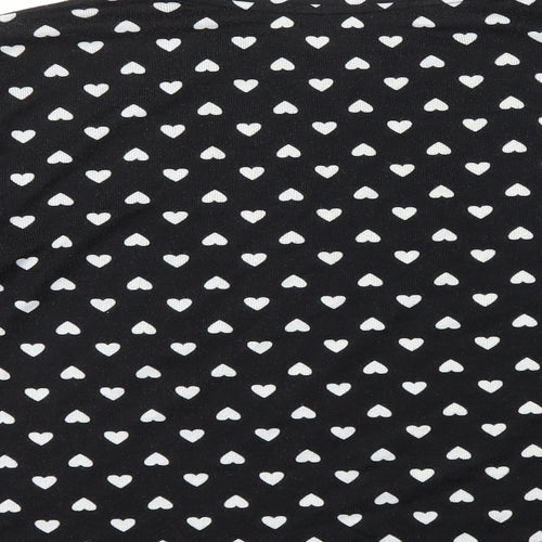 Very Womens Black Polka Dot Polyester Basic T-Shirt Size 16 Round Neck - Heart Pattern