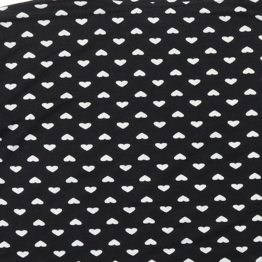 Very Womens Black Polka Dot Polyester Basic T-Shirt Size 16 Round Neck - Heart Pattern