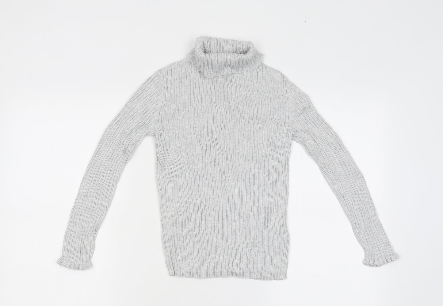George Girls Grey Polyester Basic Casual Size 7 Years Roll Neck Pullover