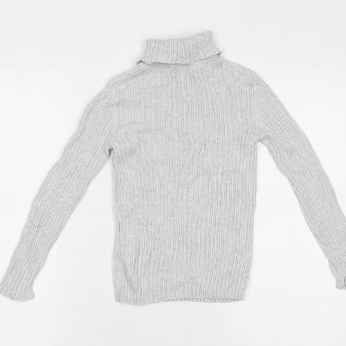George Girls Grey Polyester Basic Casual Size 7 Years Roll Neck Pullover