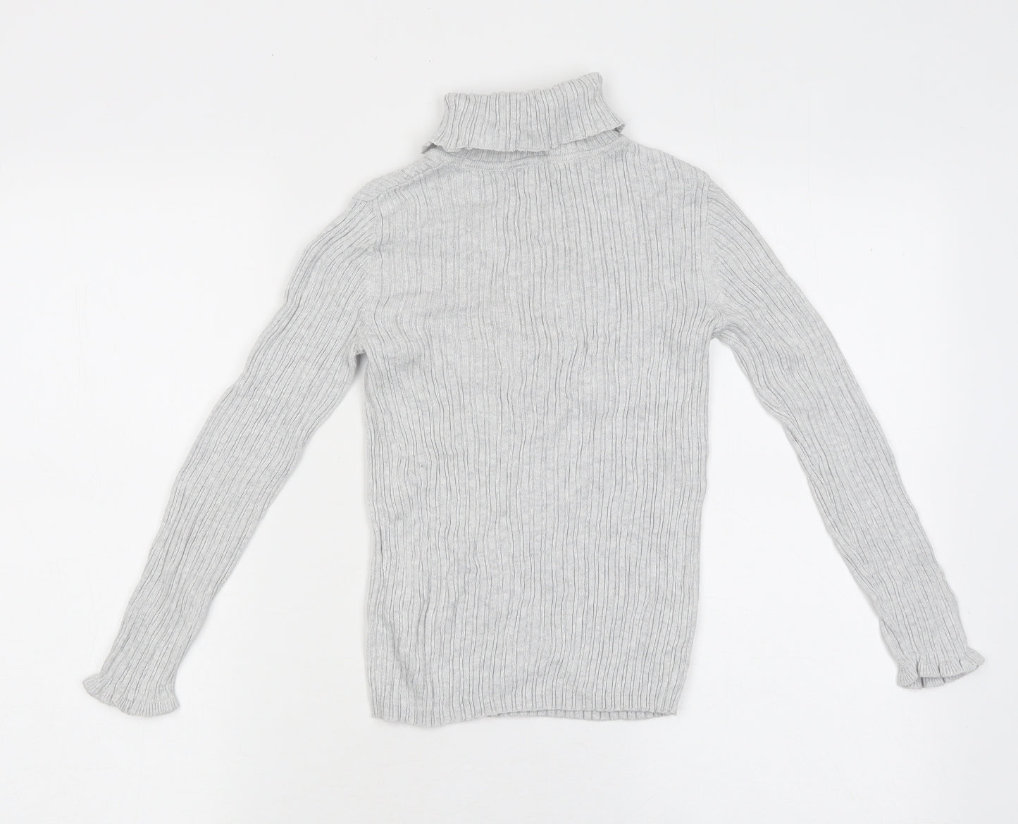George Girls Grey Polyester Basic Casual Size 7 Years Roll Neck Pullover
