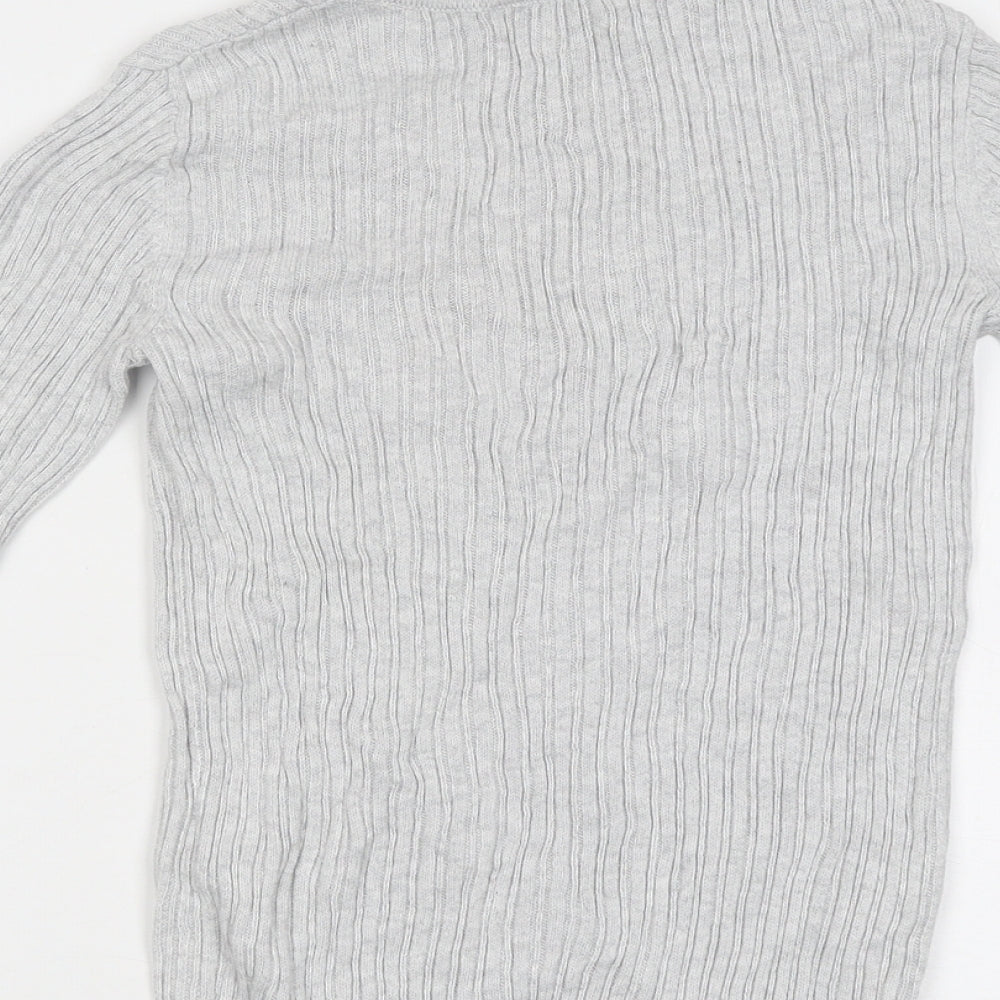George Girls Grey Polyester Basic Casual Size 7 Years Roll Neck Pullover