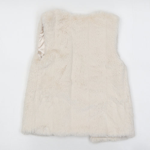 Primark Girls Beige Gilet Jacket Size 5-6 Years Button - Faux fur