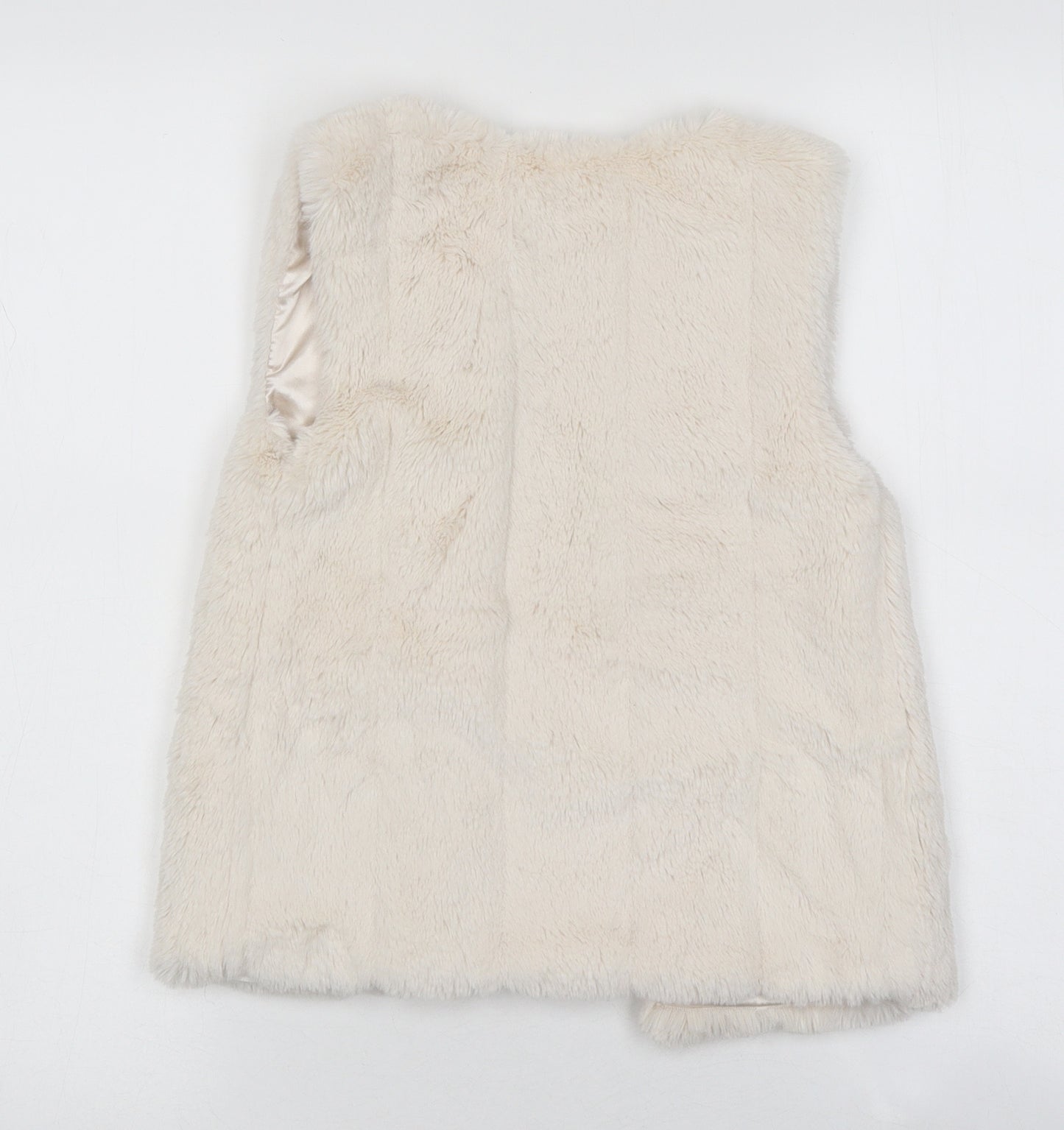 Primark Girls Beige Gilet Jacket Size 5-6 Years Button - Faux fur