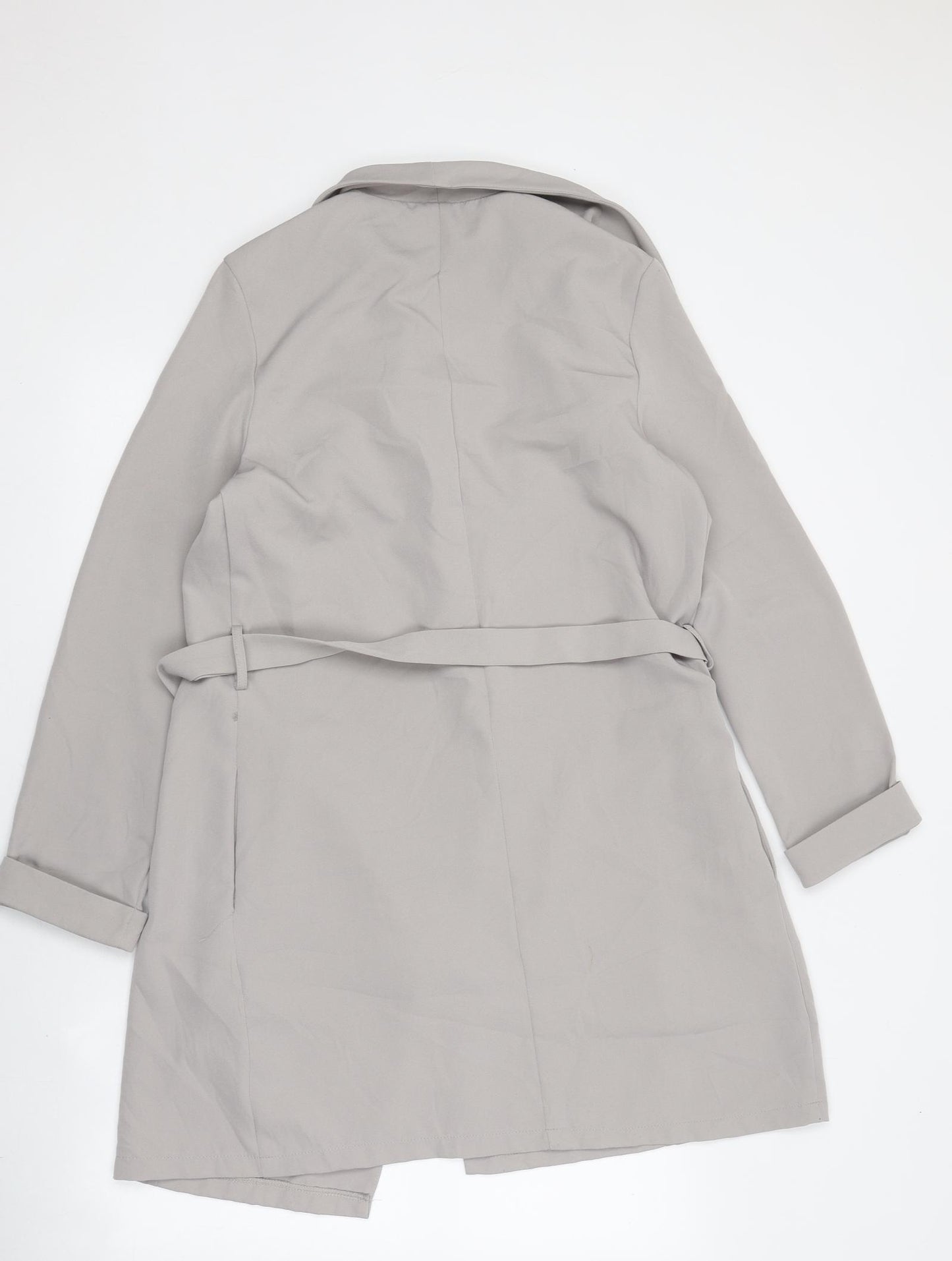 Cameo Rose Womens Grey Trench Coat Jacket Size 12 Tie