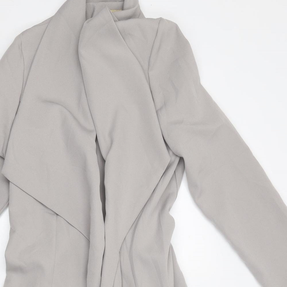 Cameo Rose Womens Grey Trench Coat Jacket Size 12 Tie