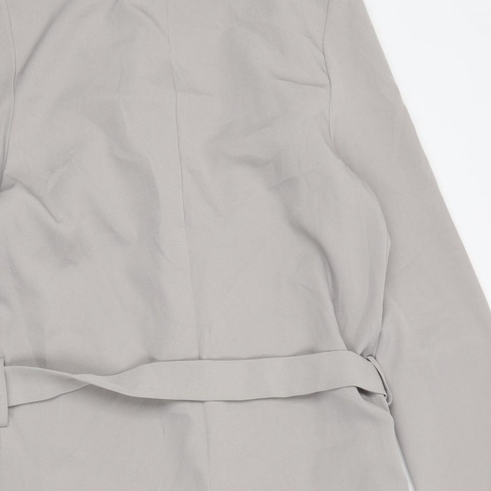 Cameo Rose Womens Grey Trench Coat Jacket Size 12 Tie
