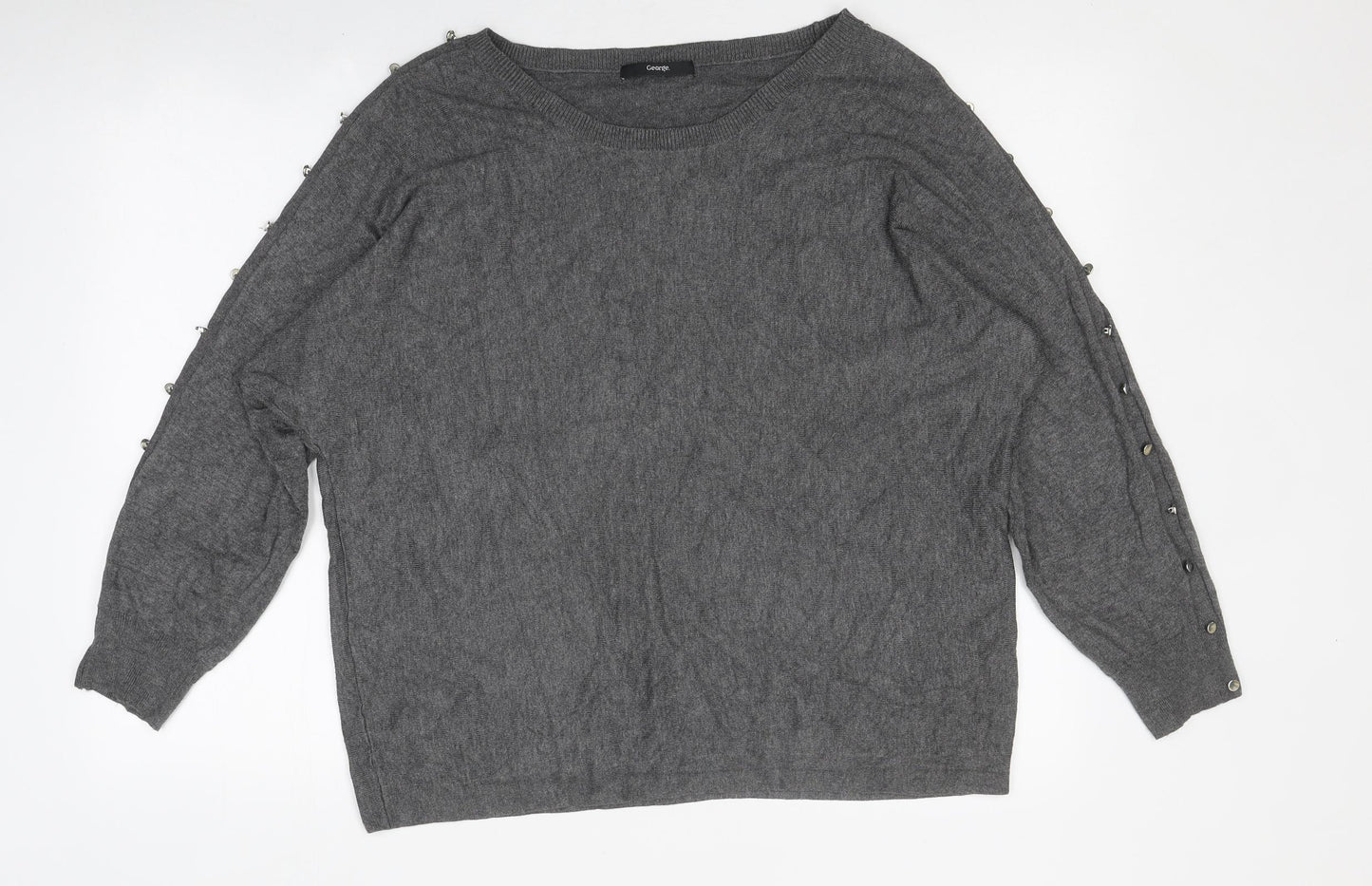 George Womens Grey Polyester Basic T-Shirt Size 16 Round Neck