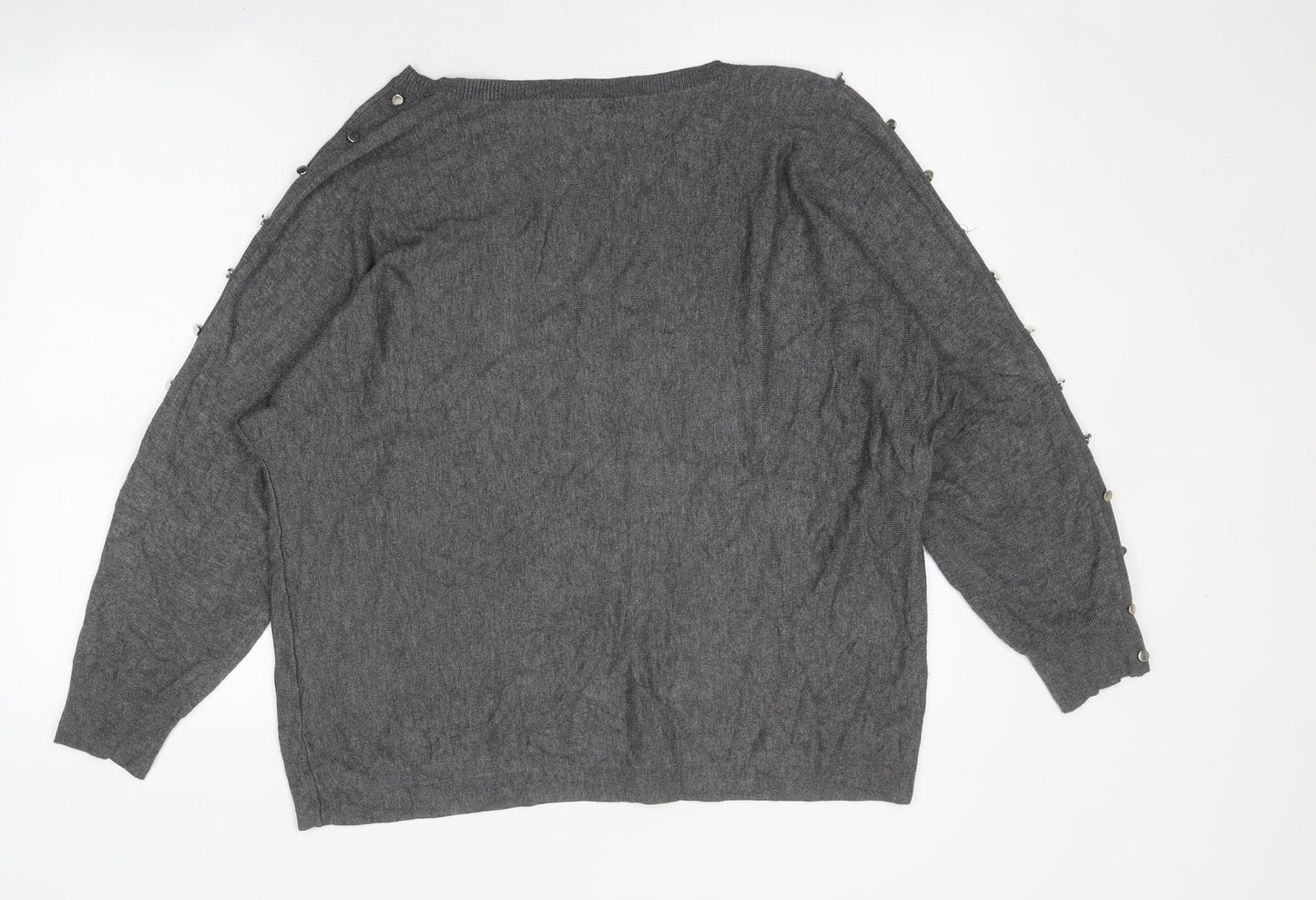 George Womens Grey Polyester Basic T-Shirt Size 16 Round Neck