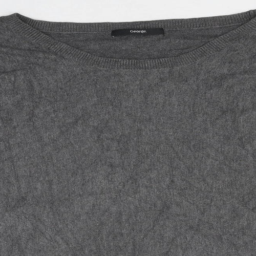George Womens Grey Polyester Basic T-Shirt Size 16 Round Neck