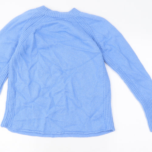Marks and Spencer Womens Blue Round Neck Polyester Pullover Jumper Size S
