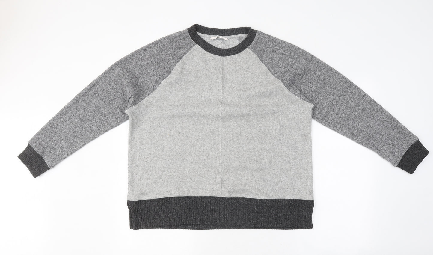 TU Womens Grey Round Neck Polyester Pullover Jumper Size 14