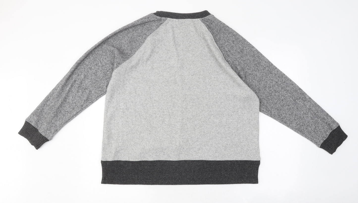 TU Womens Grey Round Neck Polyester Pullover Jumper Size 14