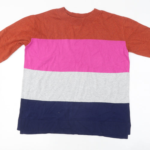 Lands' End Mens Multicoloured Striped Polyester Button-Up Size S Round Neck