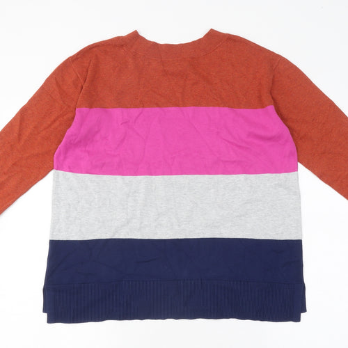 Lands' End Mens Multicoloured Striped Polyester Button-Up Size S Round Neck
