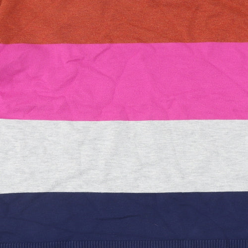 Lands' End Mens Multicoloured Striped Polyester Button-Up Size S Round Neck