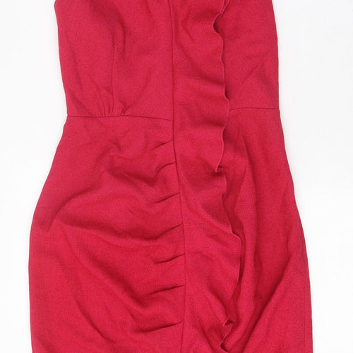 NEXT Womens Pink Polyester Bodycon Size 8 V-Neck Button - Slit