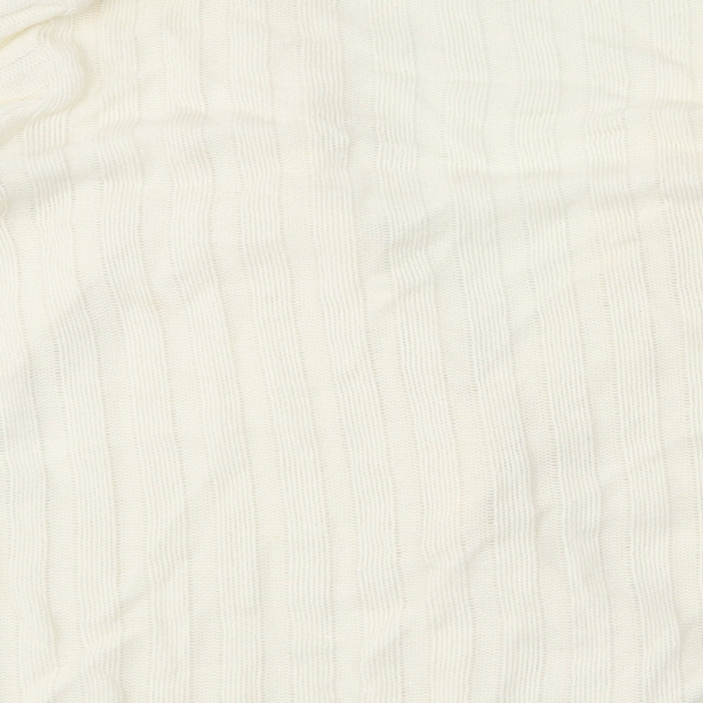 George Womens White V-Neck Acrylic Cardigan Jumper Size 12