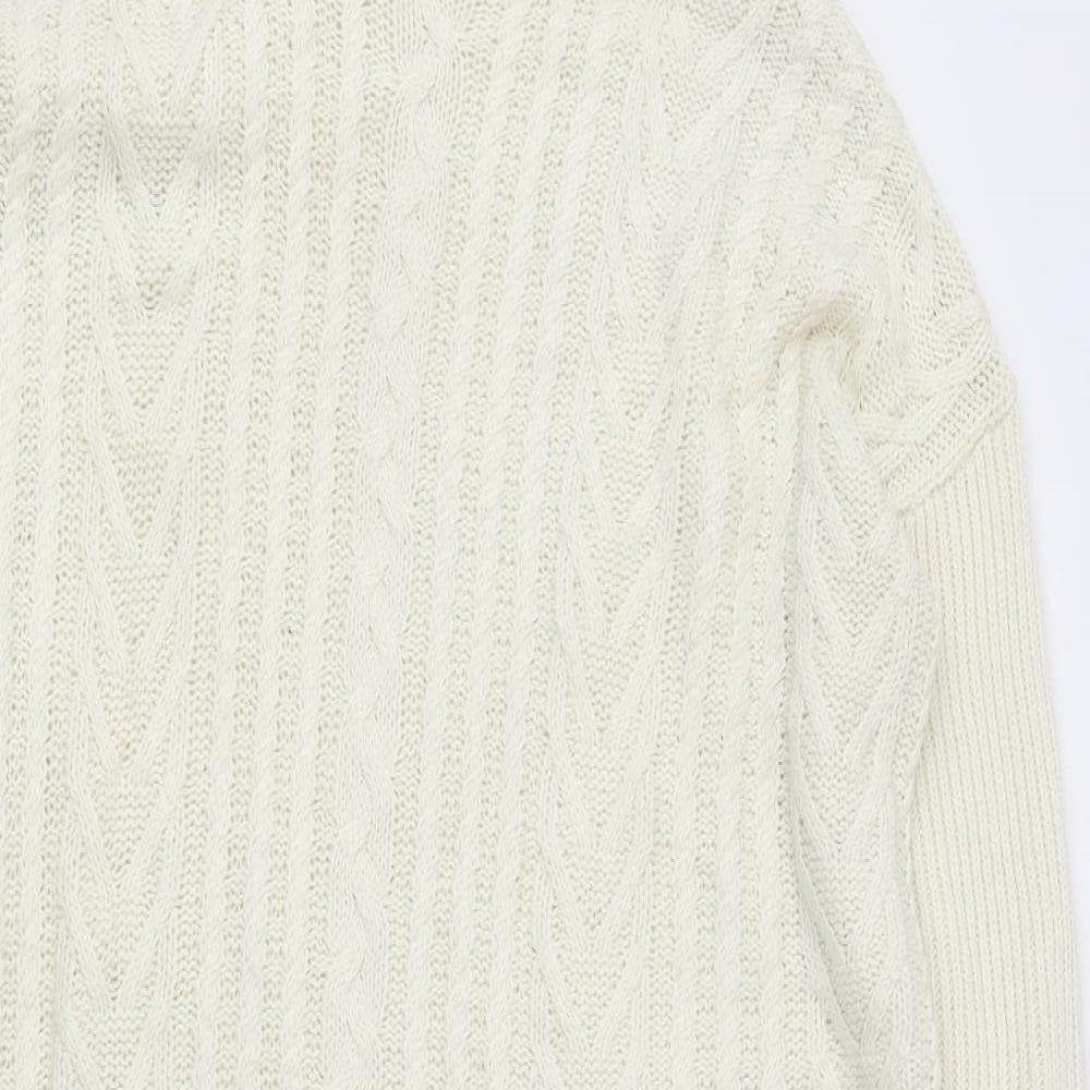 ASOS Womens White Acrylic Jumper Dress Size 12 Roll Neck Pullover